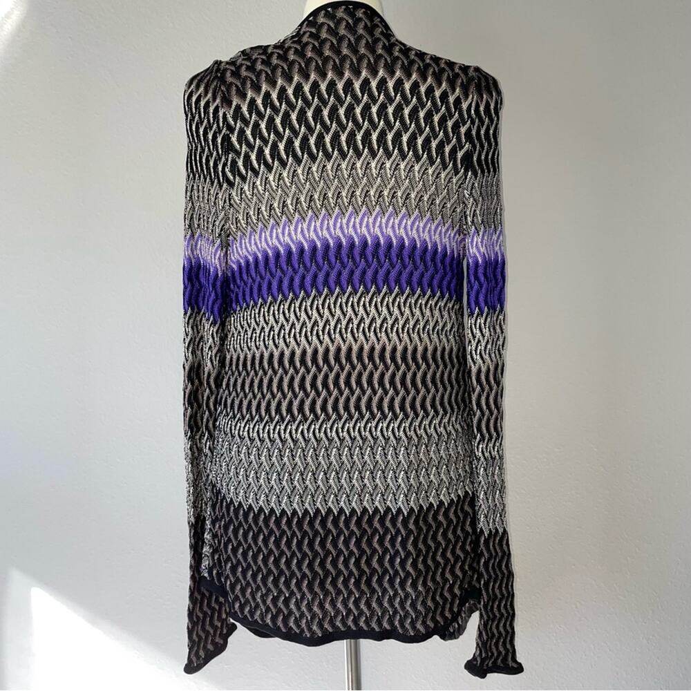 Chico’s Multicolor Cardigan 1 Long Sleeve Loose Knit Open Front Asymmetrical - Picture 3 of 5